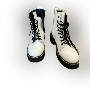 White combat boots